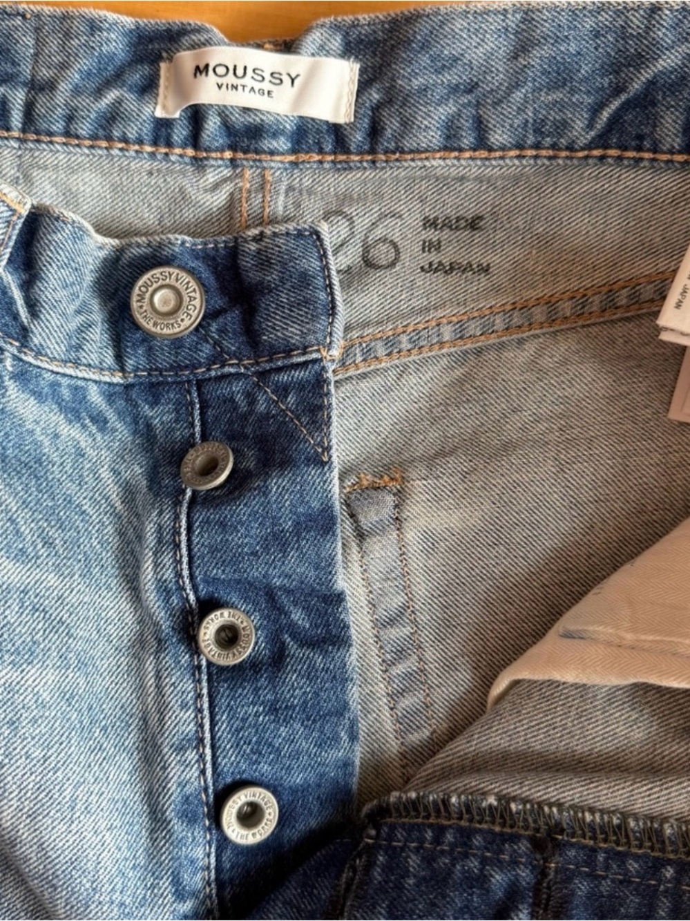 NEW MOUSSY VINTAGE STEELE2260 Straight Light Blue Denim Distressed Jeans Size 26 - Picture 4 of 15